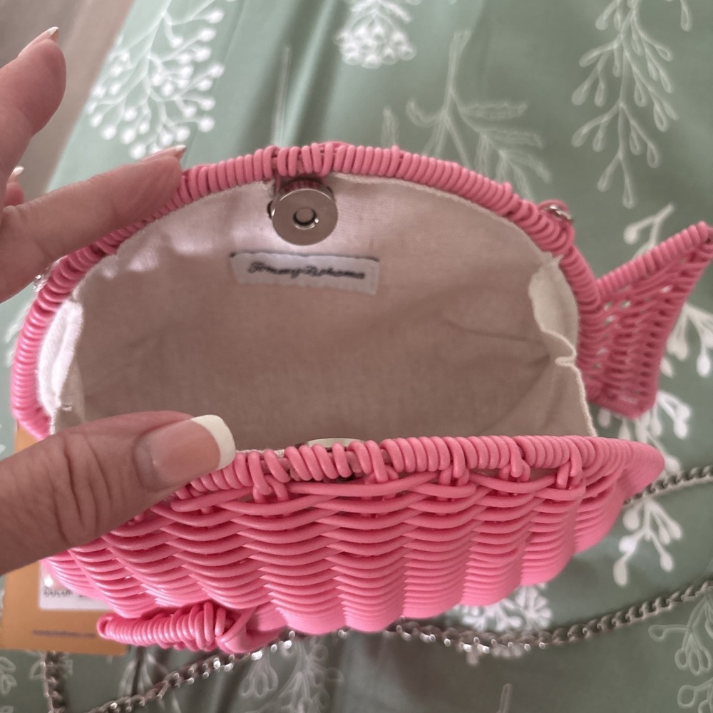 Tommy Bahama Woven Wicker Pink Fish Novelty Crossbody Bag NWT HTF - Picture 10 of 16